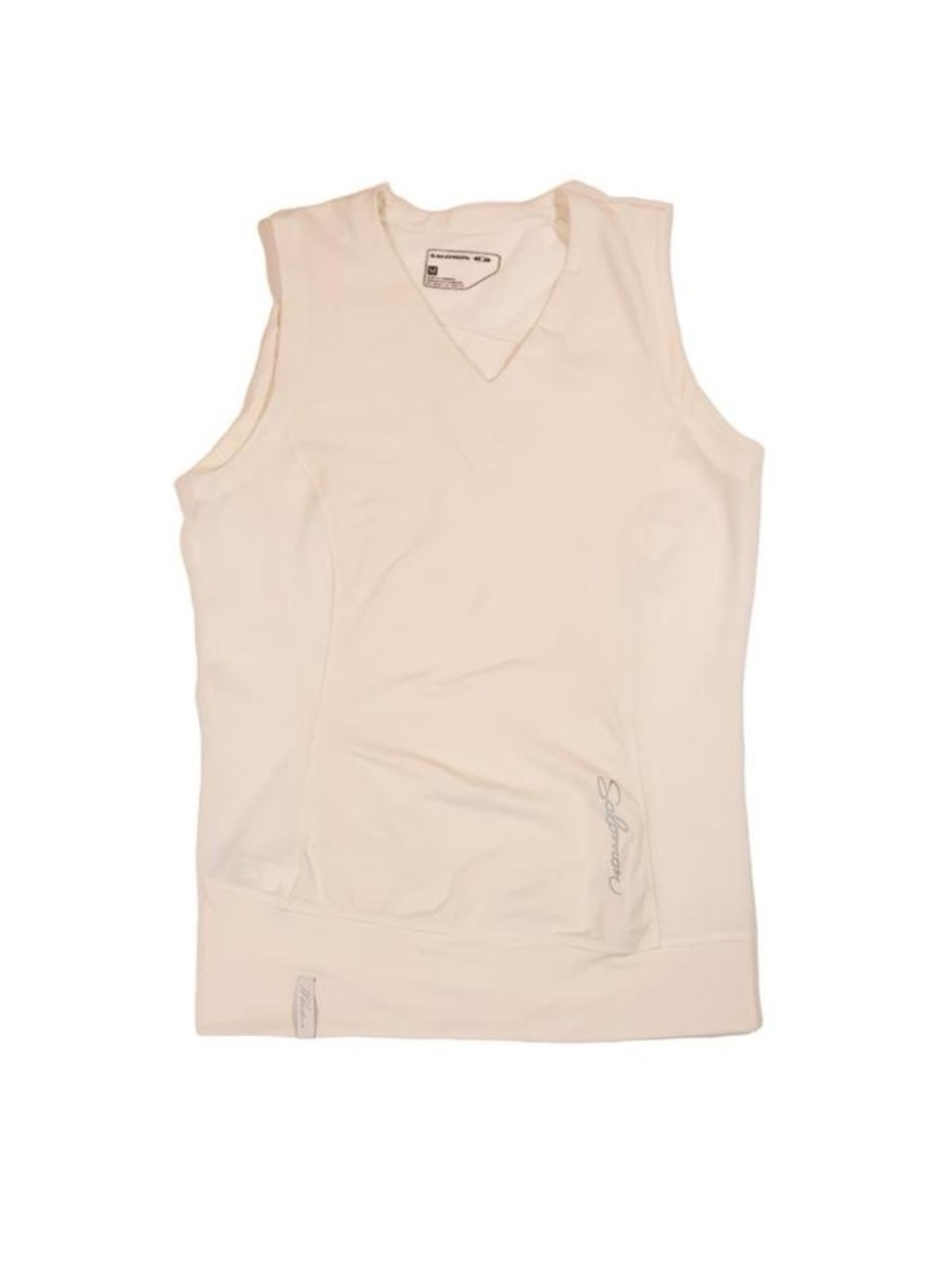 Early 2010s Salomon Technical Running Tank Top Cream Mesh Performance Top Size M